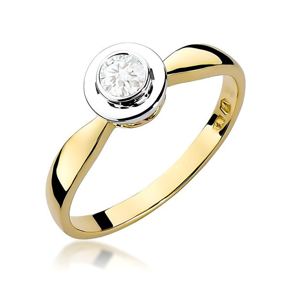 Pierścionek z diamentem 0,20 ct W0294 – żółte złoto próby 585