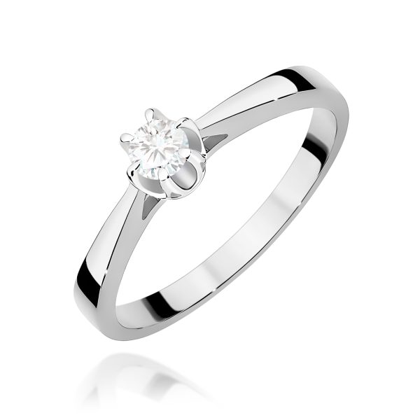 Pierścionek z kamieniem diament laboratoryjny 0,15 ct W0295 – białe złoto próby 585