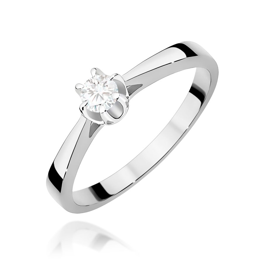 Pierścionek z okrągłym diamentem 0,12 ct w białej oprawie · W295