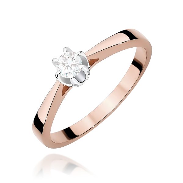 Pierścionek z diamentem 0,12 ct W0295 – różowe złoto próby 585