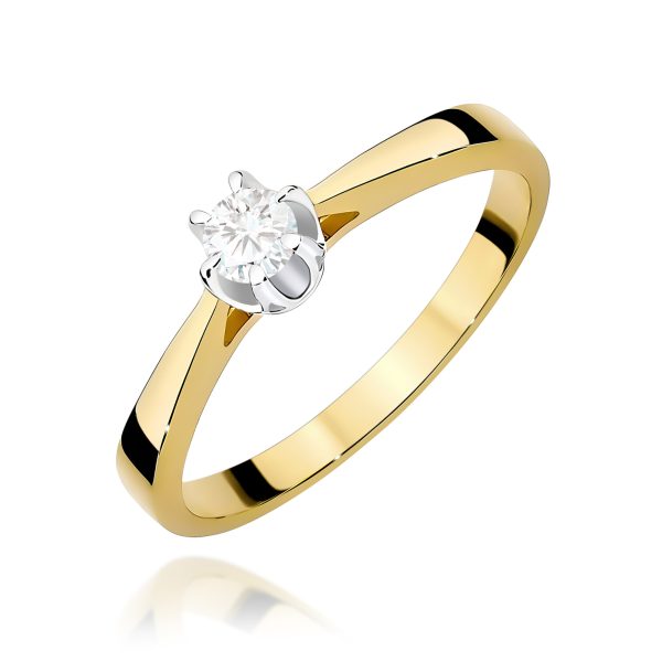 Pierścionek z diamentem 0,12 ct W0295 – żółte złoto próby 585