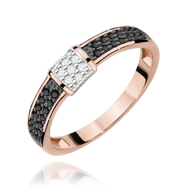 Pierścionek z diamentami 0,19 ct W0297 – różowe złoto próby 585