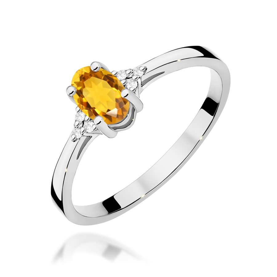 Pierścionek z cytrynem 0,60 ct i diamentami · W301