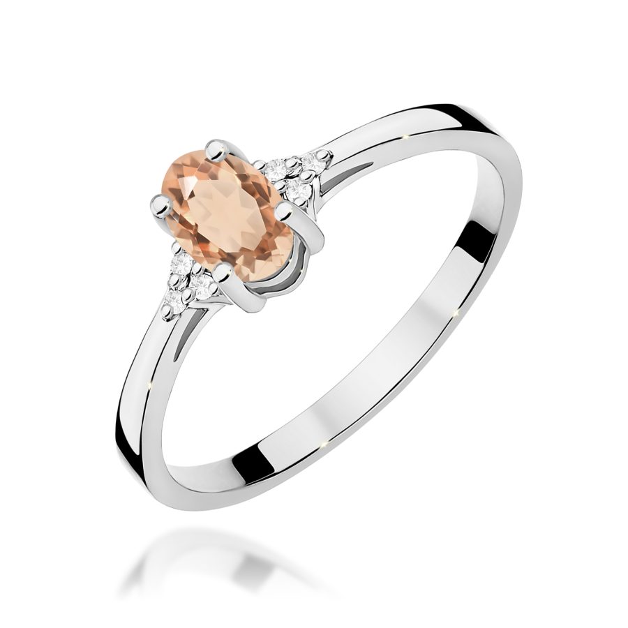 Pierścionek z morganitem 0,40 ct i diamentami · W301
