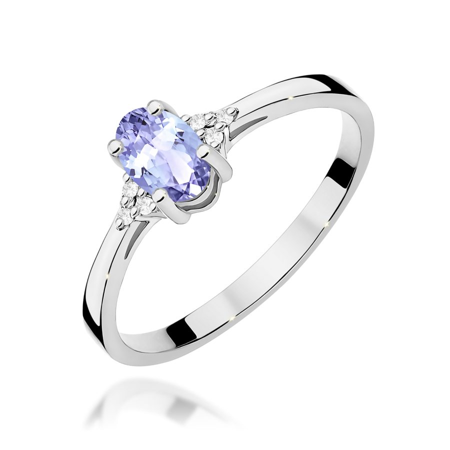 Pierścionek z owalnym tanzanitem 0,40 ct i diamentami · W301
