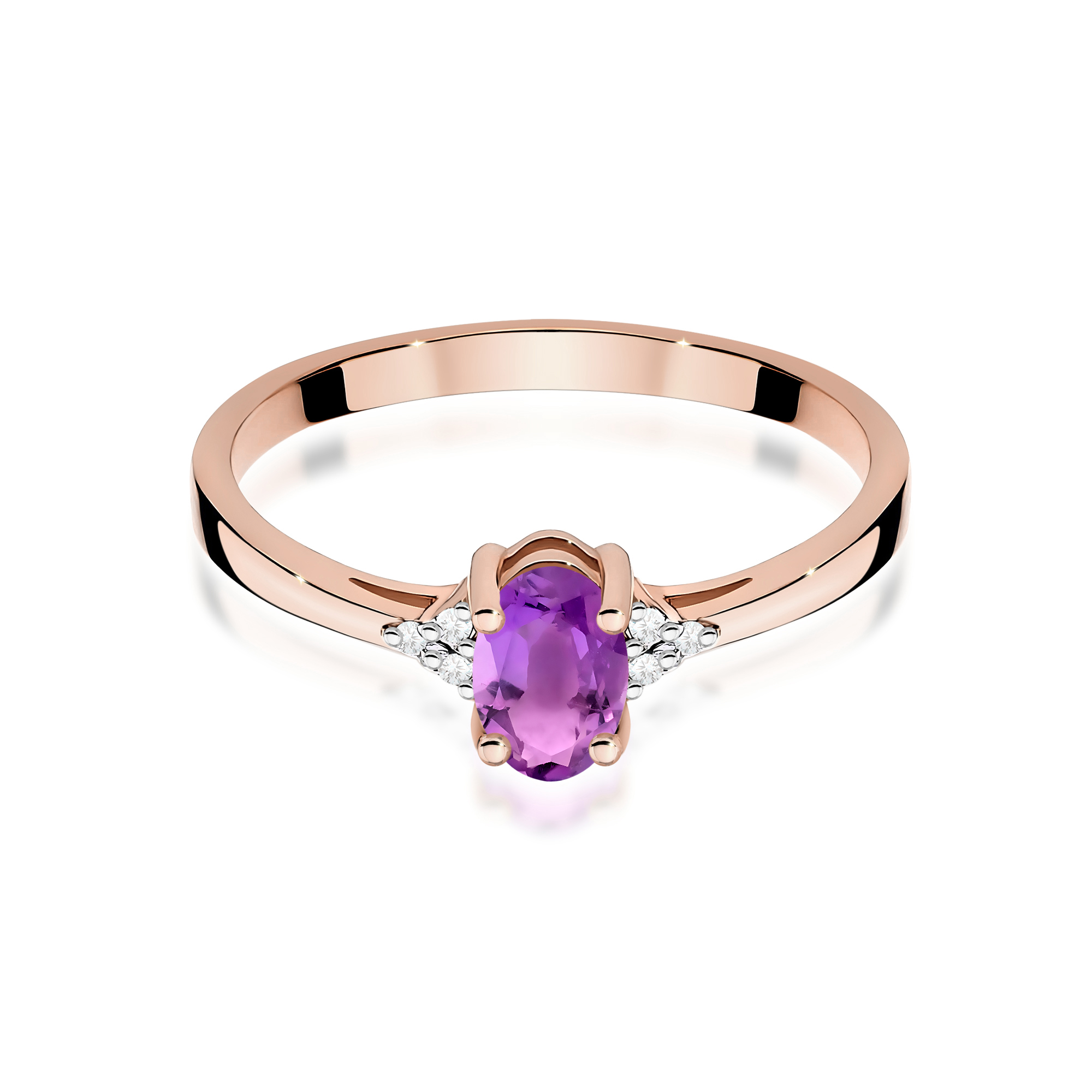 Ring with oval amethyst and diamonds 0,40 ct – product image 3