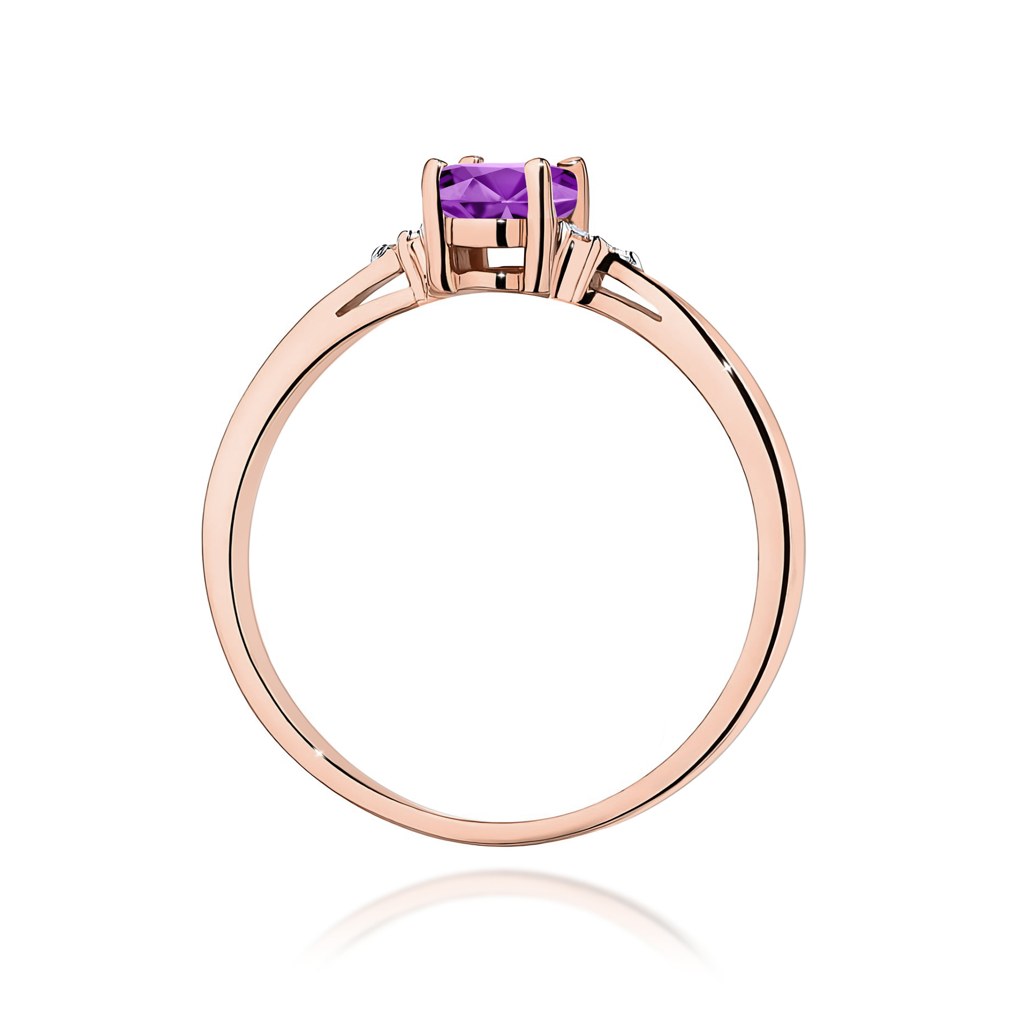 Ring with oval amethyst and diamonds 0,40 ct – product image 4