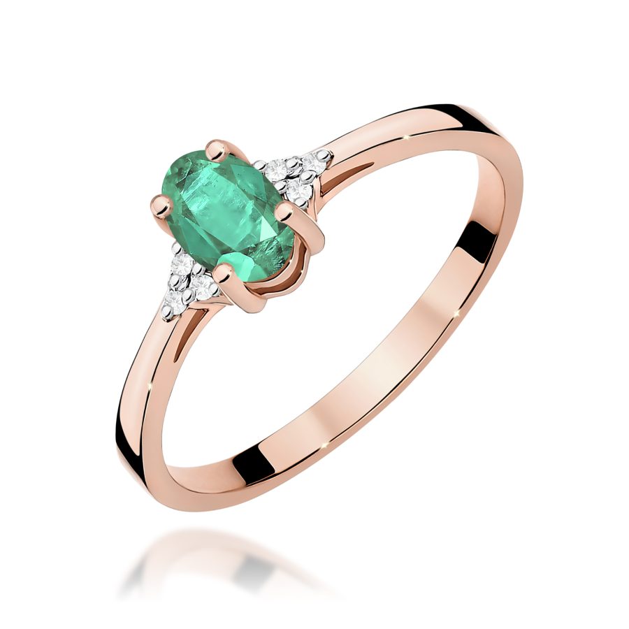 Pierścionek ze szmaragdem 0,40 ct i diamentem · W301