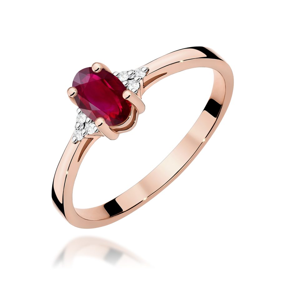 Pierścionek z rubinem 0,60 ct i diamentami · W301