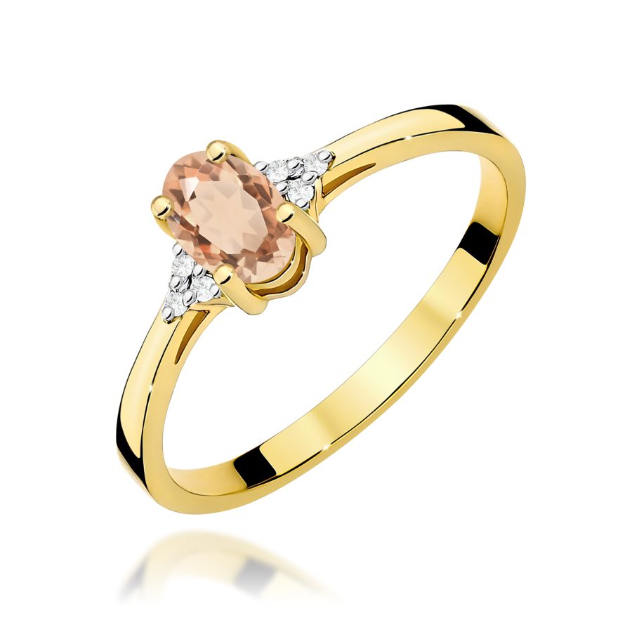 Pierścionek z morganitem 0,40 ct i diamentami · W301