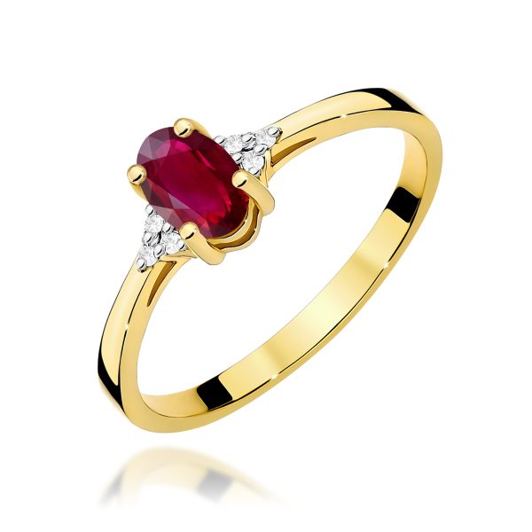 Pierścionek z rubinem 0,60 ct W0301 – żółte złoto próby 585