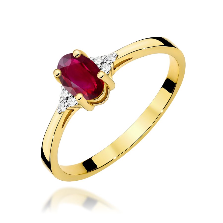 Pierścionek z rubinem 0,6 ct i diamentem · W301