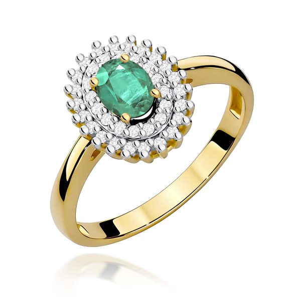 Pierścionek z szmaragdem 0,40 ct W0303 – żółte złoto próby 585
