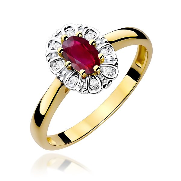 Pierścionek z rubinem 0,60 ct W0304 – żółte złoto próby 585