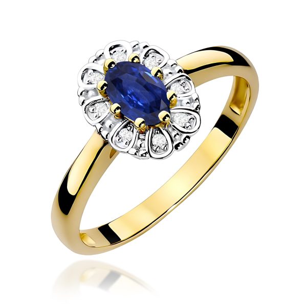 Pierścionek z szafirem 0,70 ct W0304 – żółte złoto próby 585