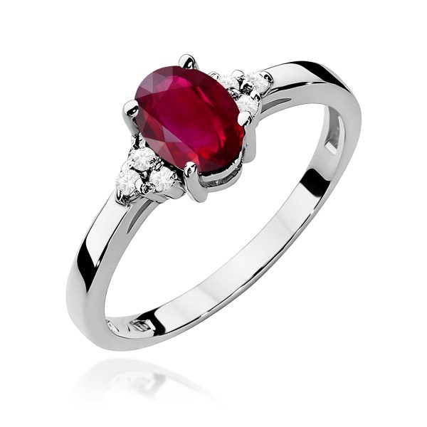 Pierścionek z rubinem 1,00 ct W0308 – białe złoto próby 585