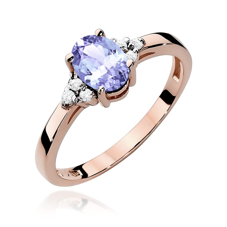 Pierścionek z tanzanitem 0,70 ct i diamentami · W308