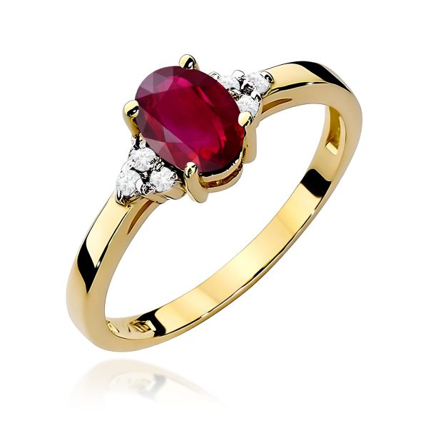 Pierścionek z rubinem 1,00 ct W0308 – żółte złoto próby 585