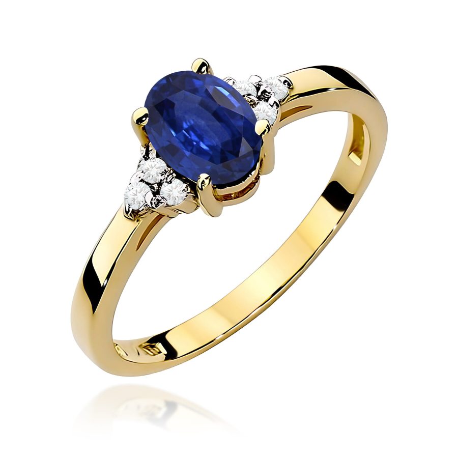 Pierścionek z szafirem 0,90 ct W0308 – żółte złoto próby 585 · W308