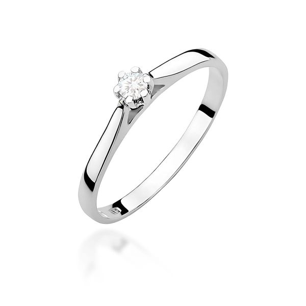 Pierścionek z kamieniem diament laboratoryjny 0,10 ct W0311 – białe złoto próby 585