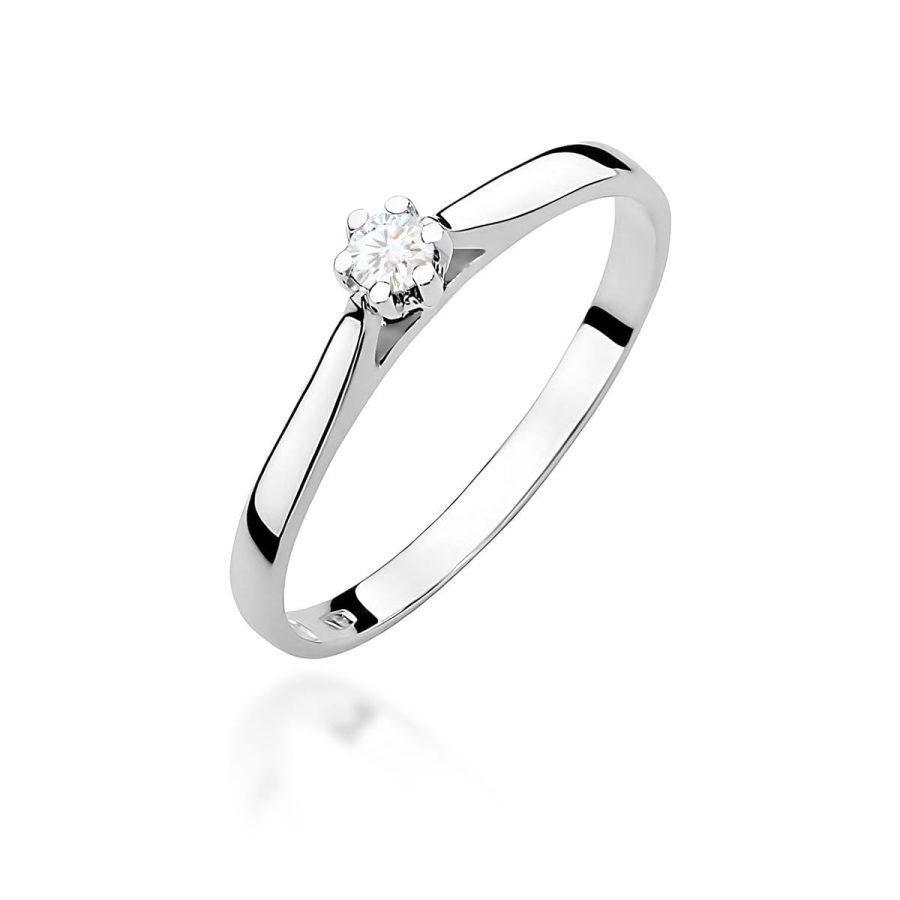 Pierścionek z kamieniem diament laboratoryjny 0,10 ct W0311 – białe złoto próby 585