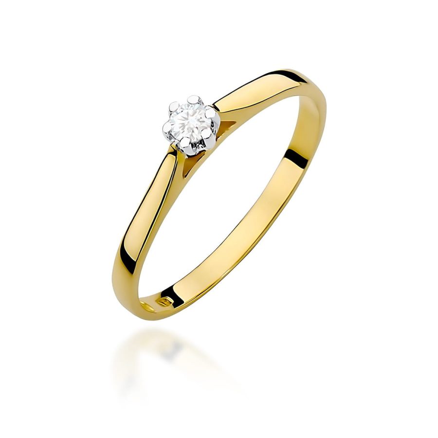 Pierścionek z diamentem 0,09 ct W0311 – żółte złoto próby 585 · W311