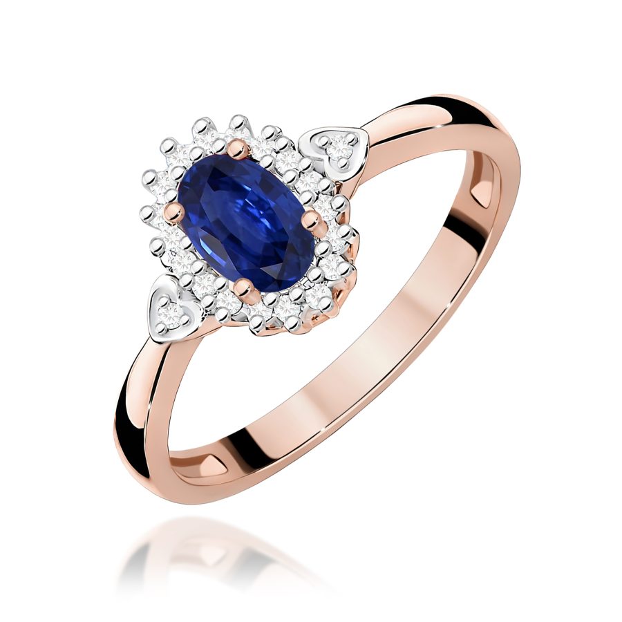 Pierścionek z owalnym szafirem 0,7 ct i diamentem · W312