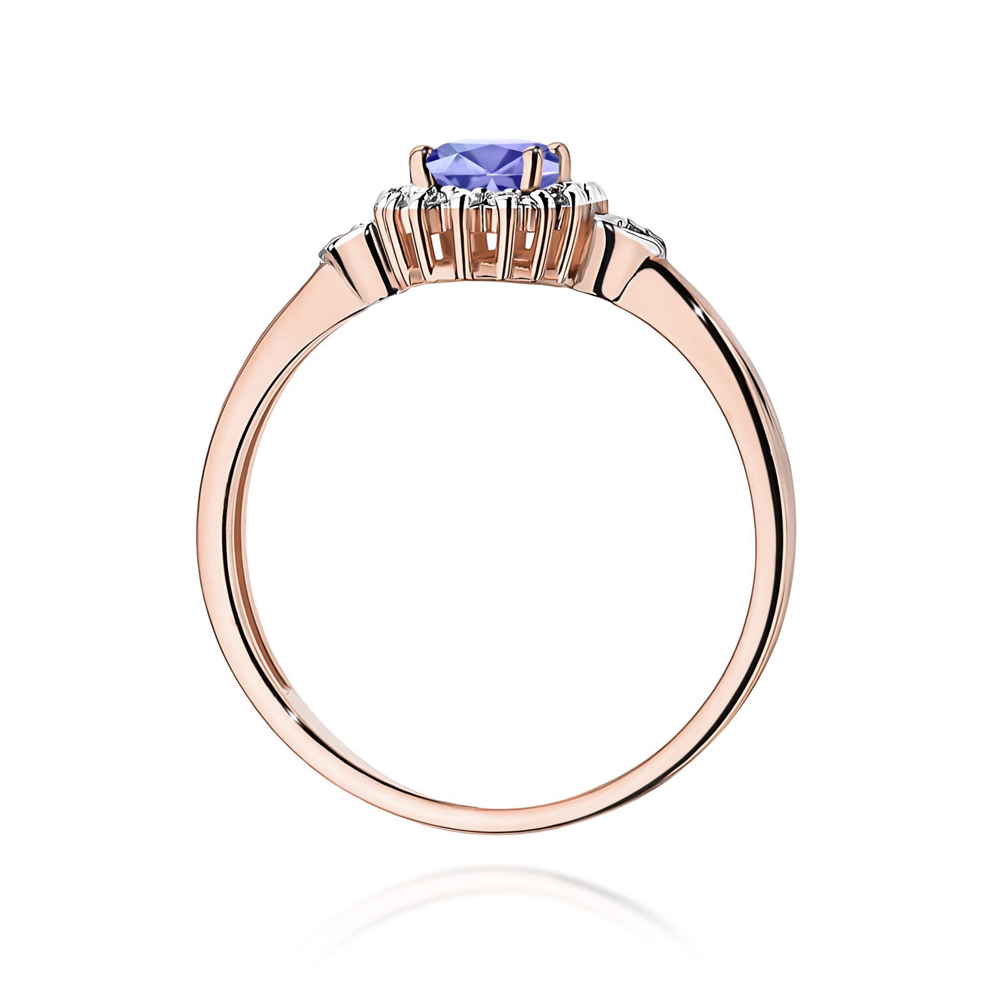 Ring with tanzanite and diamonds in rose gold – product image 4