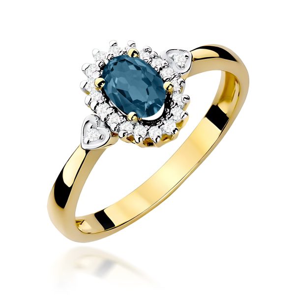 Pierścionek z kamieniem topaz london blue 0,50 ct W0312 – żółte złoto próby 585