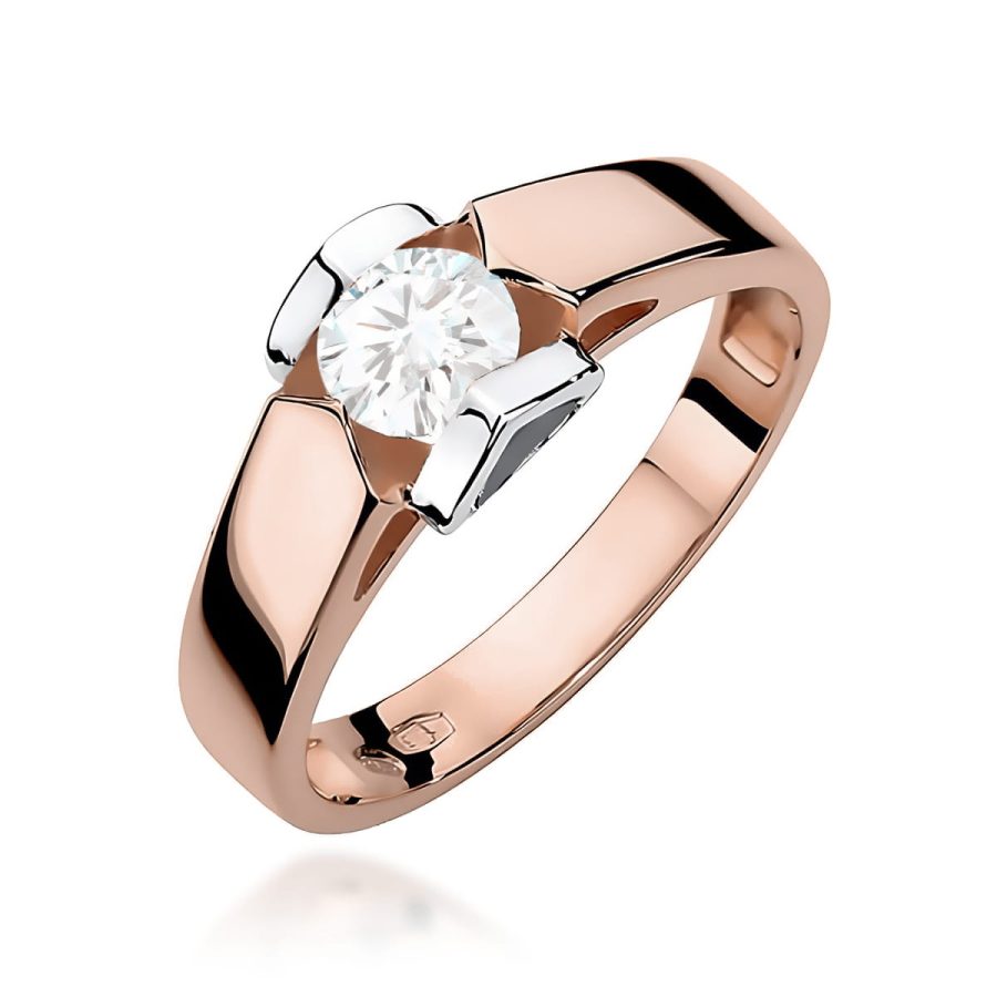 Pierścionek z diamentem 0,50 ct W0320 – różowe złoto próby 585 · W320