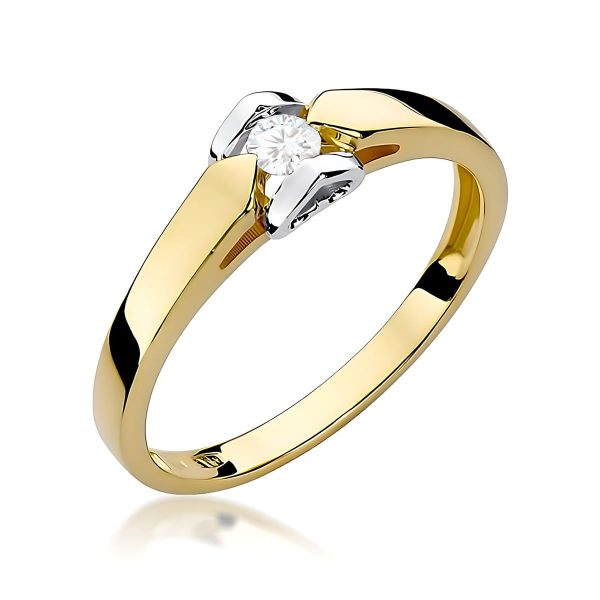 Pierścionek z diamentem 0,09 ct W0320 – żółte złoto próby 585