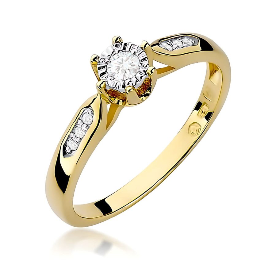 Pierścionek z żółtego złota z diamentami · W328