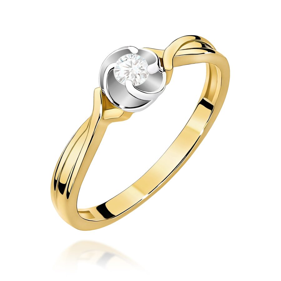 Pierścionek z diamentem 0,10 ct W0329 – żółte złoto próby 585 · W329