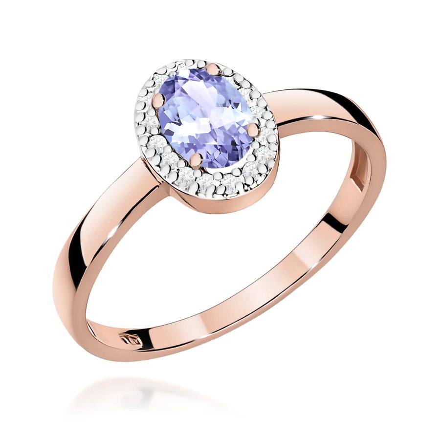 Pierścionek z owalnym tanzanitem 0,40 ct i diamentami · W330