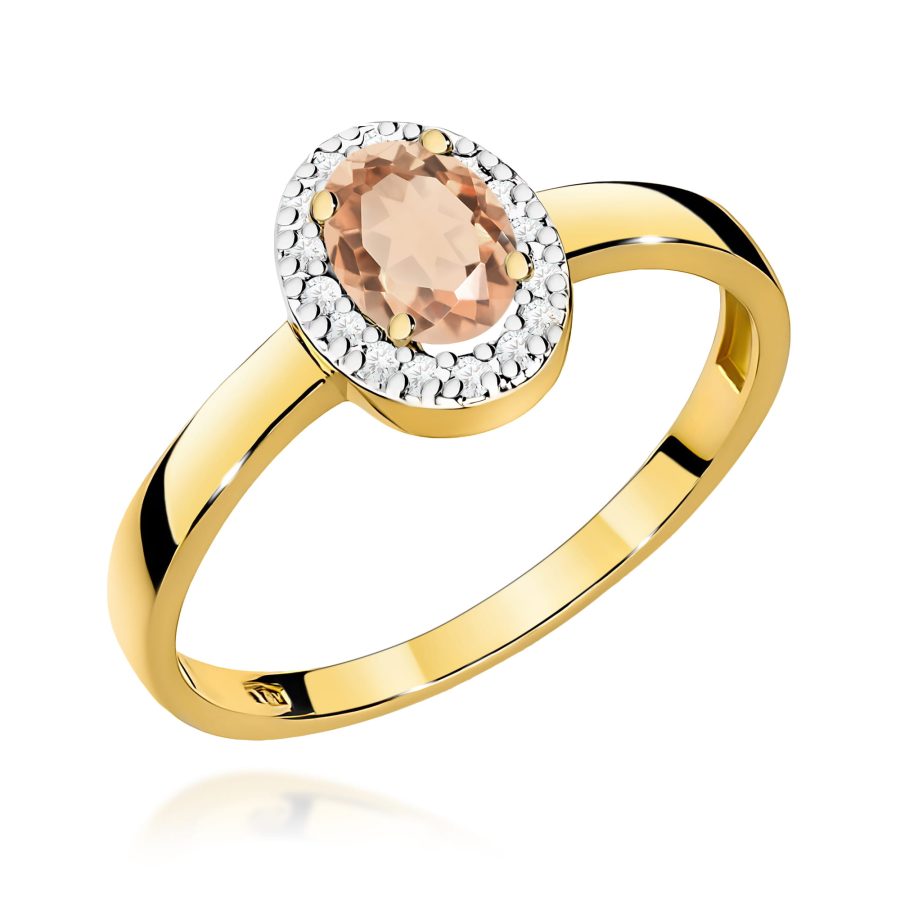 Pierścionek z owalnym morganitem 0,40 ct i diamentami · W330