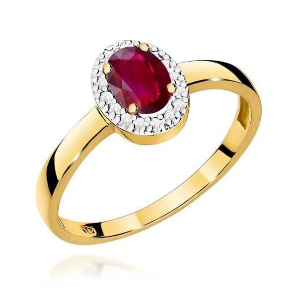 Pierścionek z rubinem 0,60 ct W0330 – żółte złoto próby 585