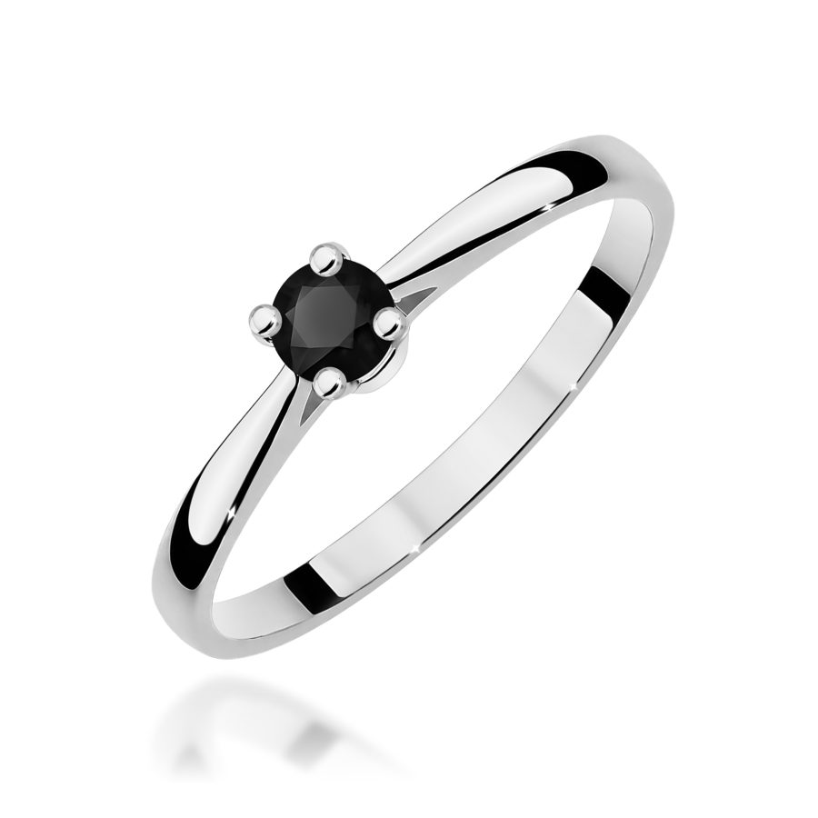 Ring with black diamond in white gold