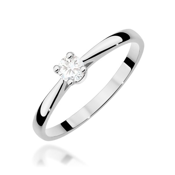 Pierścionek z diamentem 0,15 ct W0335 – białe złoto próby 585