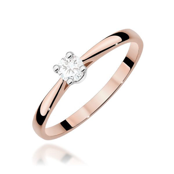 Pierścionek z diamentem 0,15 ct W0335 – różowe złoto próby 585