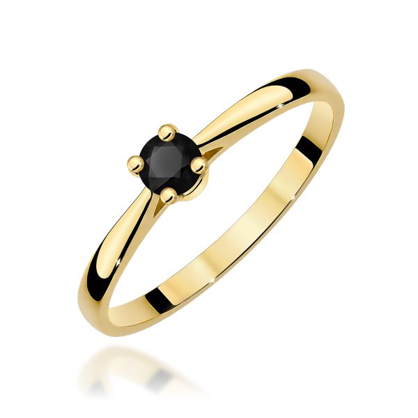 Pierścionek z czarnym diamentem 0,20 ct W0335 – żółte złoto próby 585