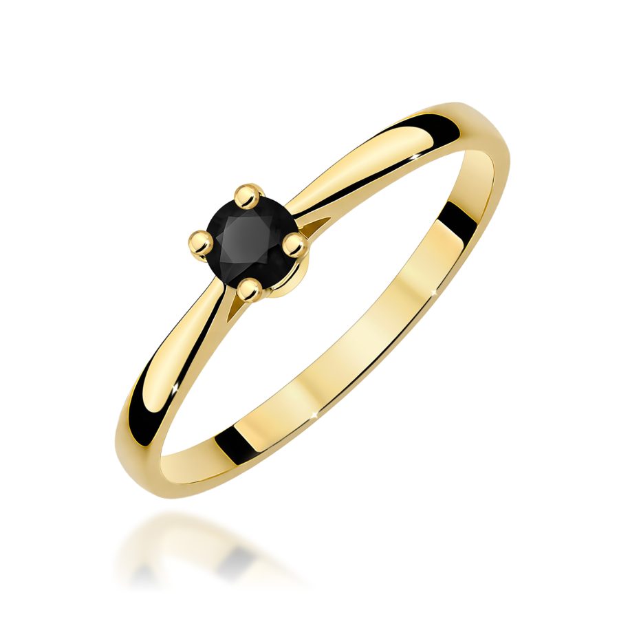 Ring in yellow gold with black diamond · W0335