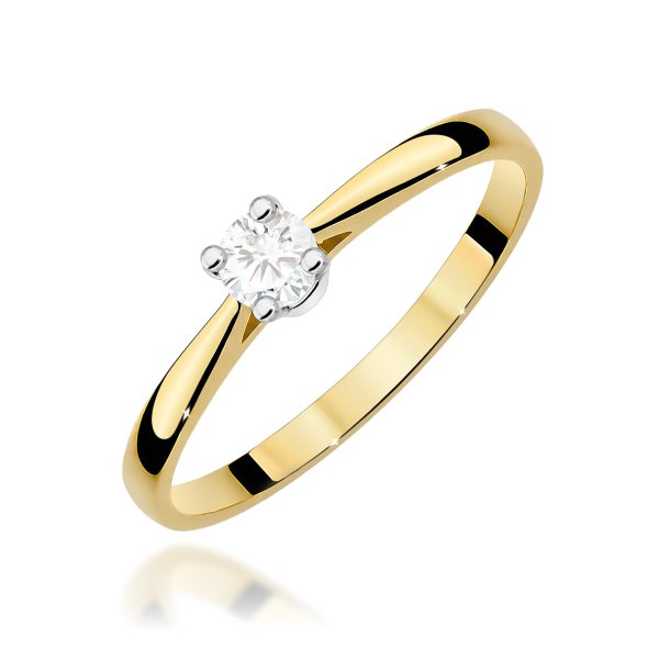 Pierścionek z diamentem 0,15 ct W0335 – żółte złoto próby 585