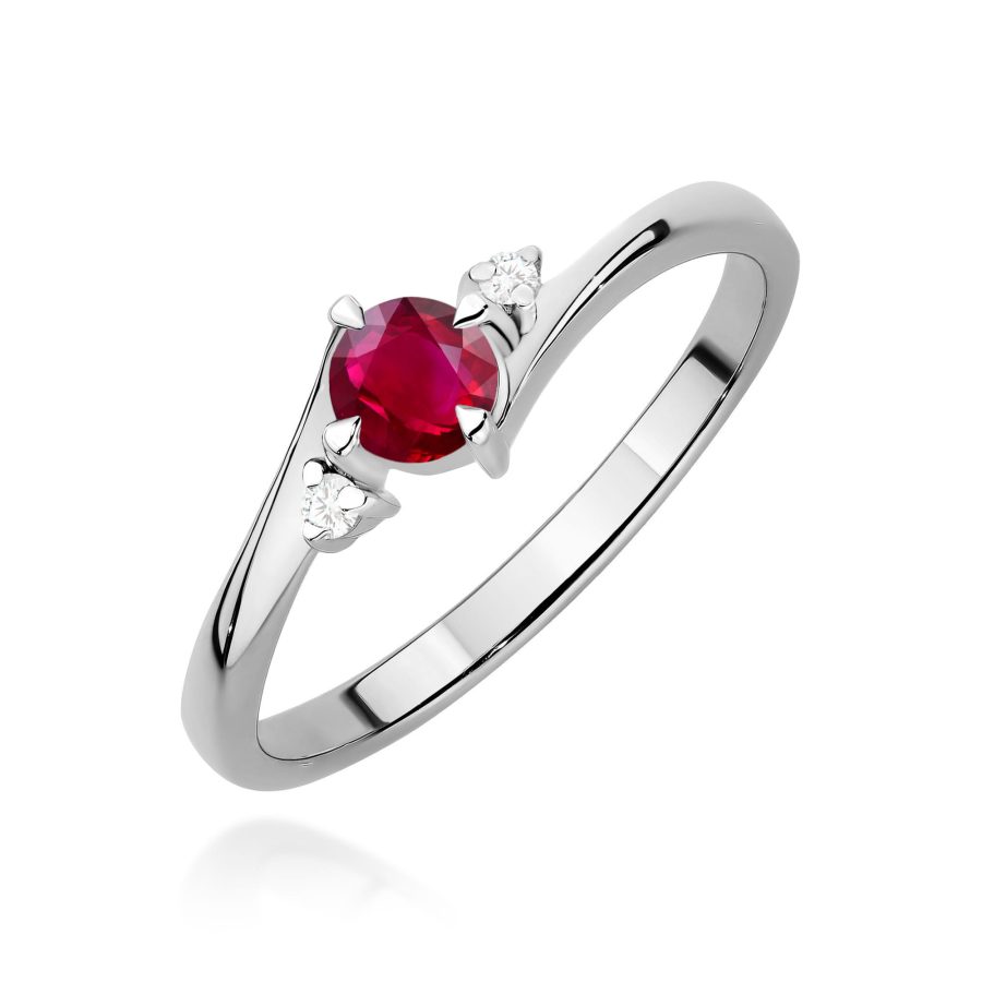 Pierścionek z rubinem 0,30 ct i diamentami · W346B