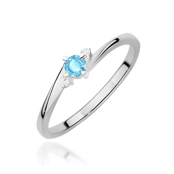 Pierścionek z kamieniem topaz swiss 0,15 ct W0346 – białe złoto próby 585