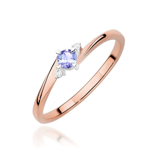 Pierścionek z tanzanitem 0,15 ct W0346 – różowe złoto próby 585