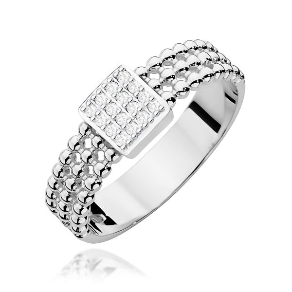 Pierścionek z diamentami 0,08 ct W0353 – białe złoto próby 585