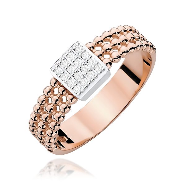 Pierścionek z diamentami 0,08 ct W0353 – różowe złoto próby 585