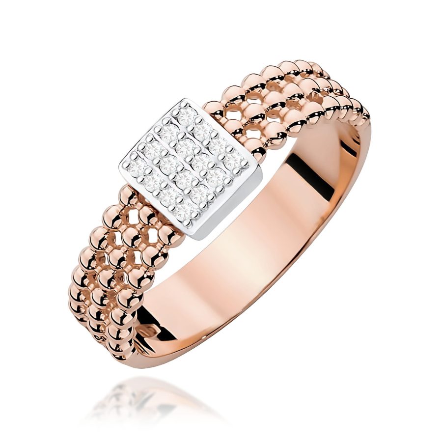 Pierścionek z diamentami 0,08 ct W0353 – różowe złoto próby 585 · W353