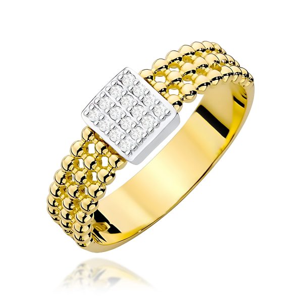 Pierścionek z diamentami 0,08 ct W0353 – żółte złoto próby 585