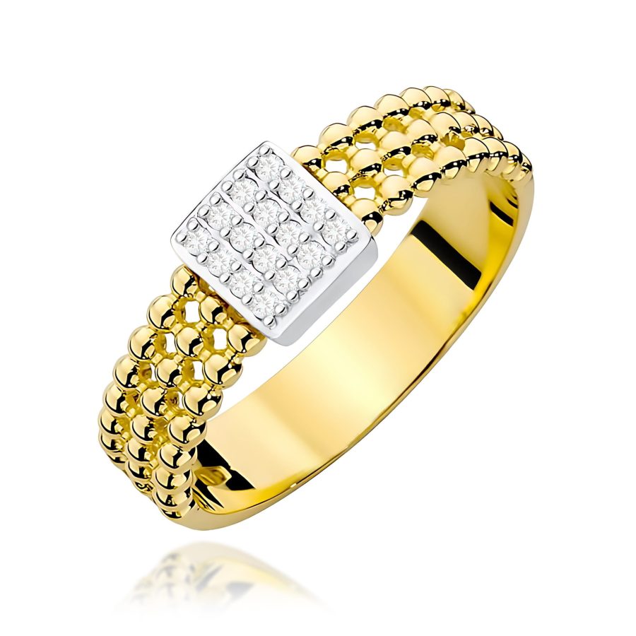 Pierścionek z diamentami 0,08 ct W0353 – żółte złoto próby 585 · W353